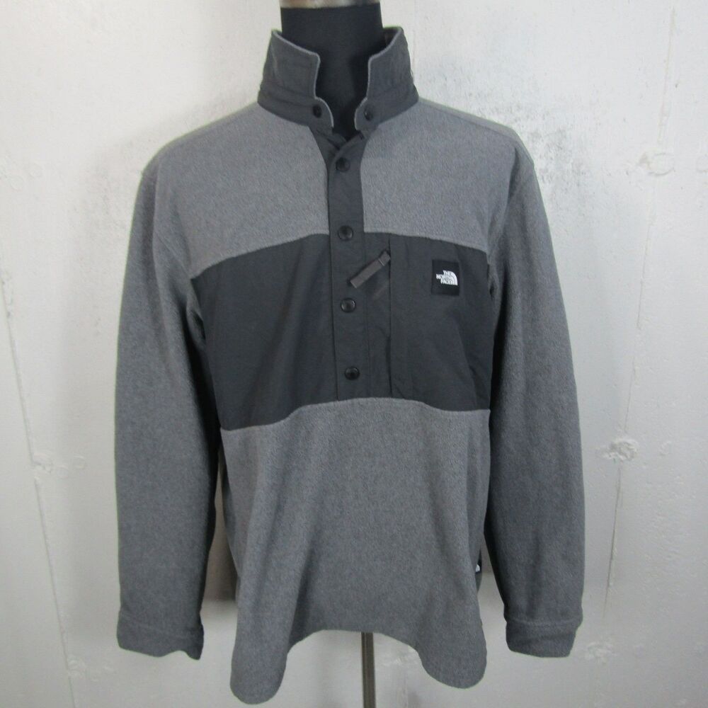 The North Face Denali Men's XL Gray Black Fleece Pullover Snap Front Jacket